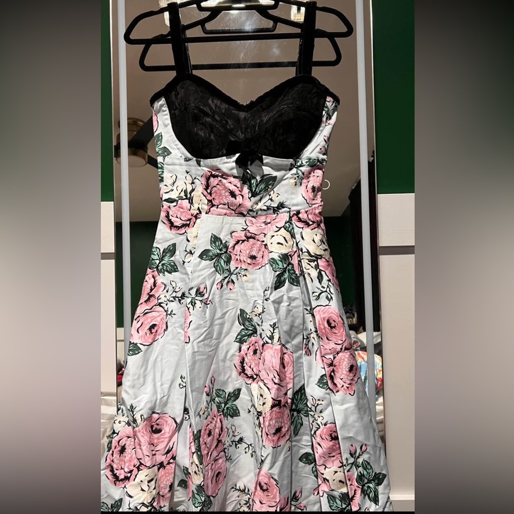 Deadly Dames Floral Blue Swing Dress Pinup Couture vintage retro